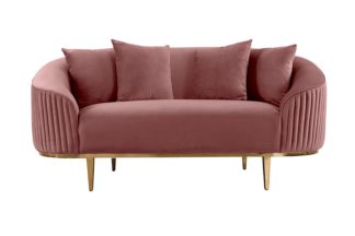 An Image of Ella Two Seat Sofa - Blush Pink- Brass Base