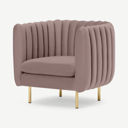 An Image of Helma Accent Armchair, Pearl Pink Velvet