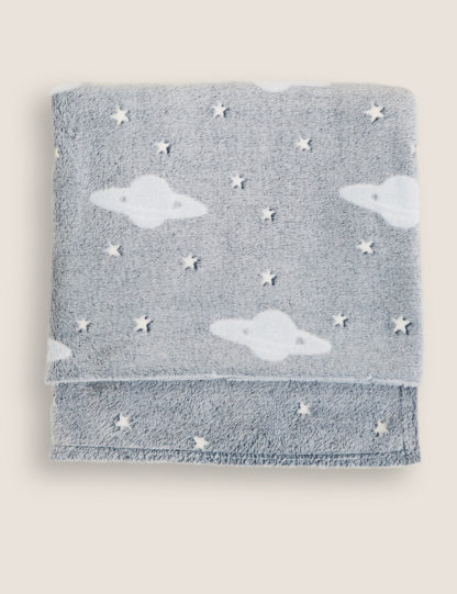 An Image of M&S Fleece Glow In The Dark Space Throw