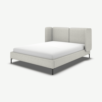 An Image of Ricola Double Bed, Ghost Grey Cotton with Black Legs