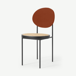 An Image of Rumana Dining Chair, Cane & Nutmeg Orange Velvet