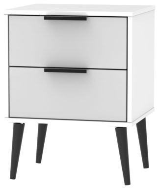 An Image of Bergen 2 Drawer Bedside Table - Grey & White