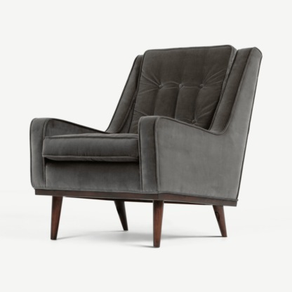 An Image of Scott Armchair, Concrete Cotton Velvet