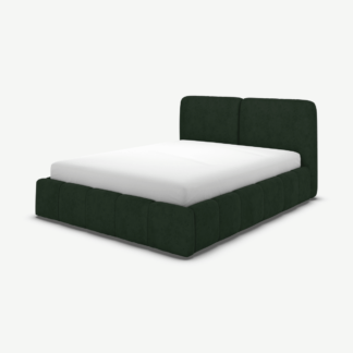 An Image of Maxmo Double Ottoman Storage Bed, Bottle Green Velvet