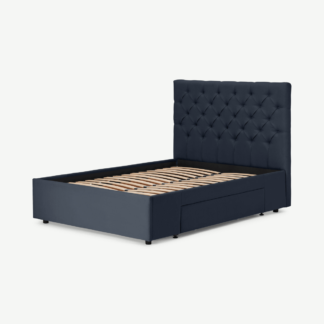 An Image of Skye King Size bed with Drawer Storage, Dark Blue Weave