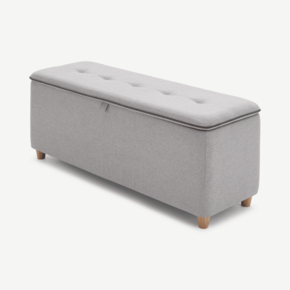 An Image of Burcot Upholstered Ottoman Storage Bench, Contrast Grey