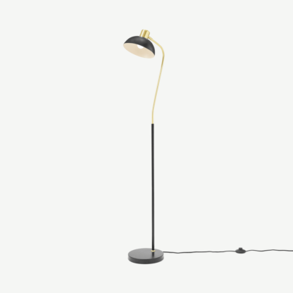 An Image of Cheston Floor Lamp, Black & Brushed Brass