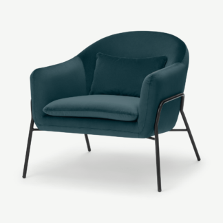 An Image of Irma Accent Armchair, Steel Blue Velvet