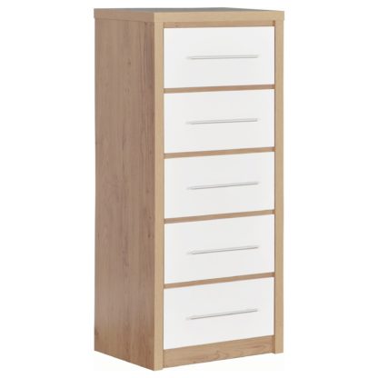 An Image of Seville Narrow White 5 Chest of Drawer White