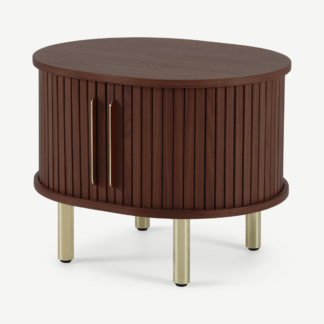An Image of Tambo Bedside Table, Walnut & Brass