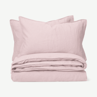 An Image of Brisa Linen Duvet Cover + 2 Pillowcases, Double, Dusky Pink