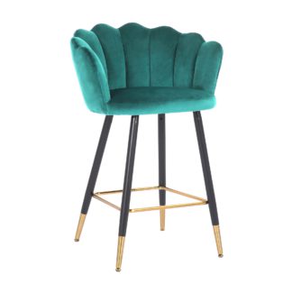 An Image of Vivian Velvet Bar Stool Peacock