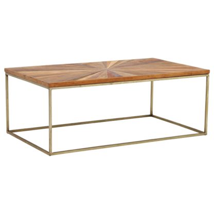 An Image of Jupiter Coffee Table, Wood Top With Antique Brass Leg
