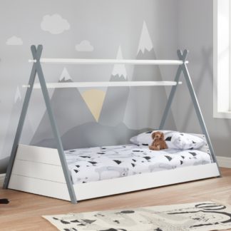 An Image of Teepee White and Grey Wooden Bed Frame - 3ft Single
