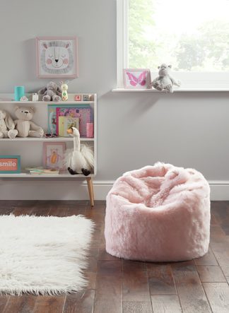 An Image of Argos Home Faux Fur Pink Fluffy Bean Bag
