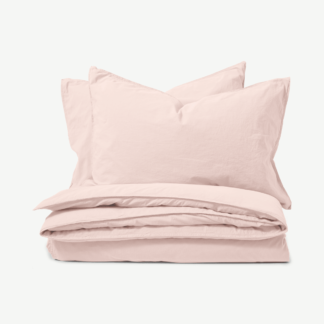 An Image of Alexia Stonewashed Cotton Duvet Cover + 2 Pillowcases, King, Pale Blush