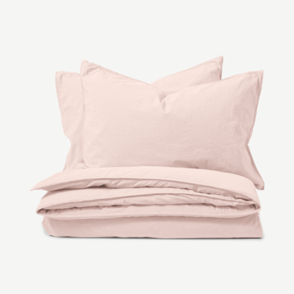 An Image of Alexia Stonewashed Cotton Duvet Cover + 2 Pillowcases, Super King, Pale Blush