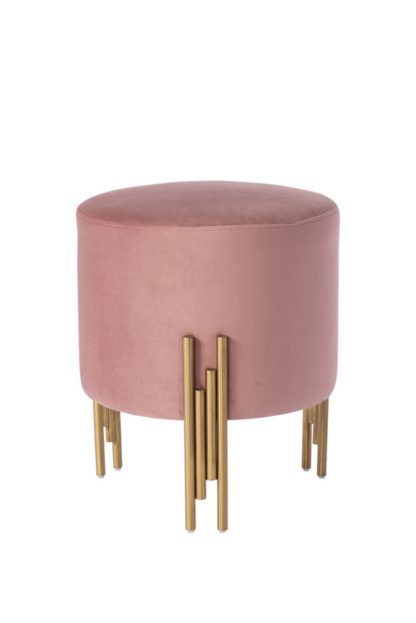 An Image of Rubell Stool Blush Pink Brass base