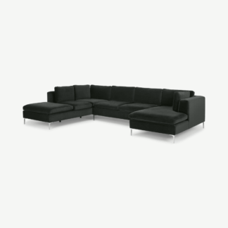 An Image of Monterosso Left Hand Facing Corner Sofa, Dark Anthracite Velvet