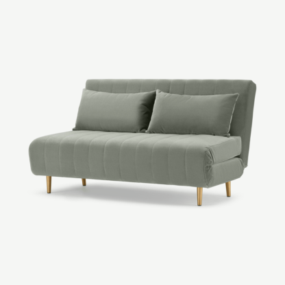 An Image of Bessie Large Double Sofa Bed, Sage Green Velvet