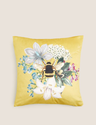 An Image of M&S Velvet Bee Embroidered Cushion