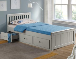 An Image of Mission Grey Wooden Storage Bed Frame - 3ft Single