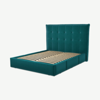 An Image of Lamas King Size Bed with Storage Drawers, Tuscan Teal Velvet
