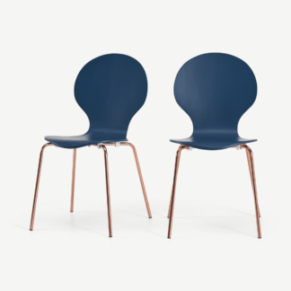 An Image of Set of 2 Kitsch Dining Chairs, Blue and Copper