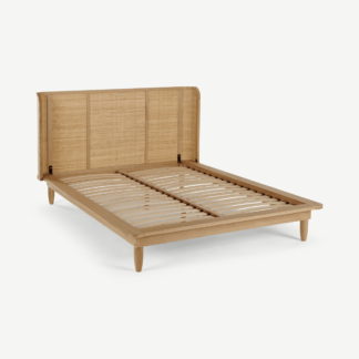 An Image of Liana Double Bed, Ash & Rattan