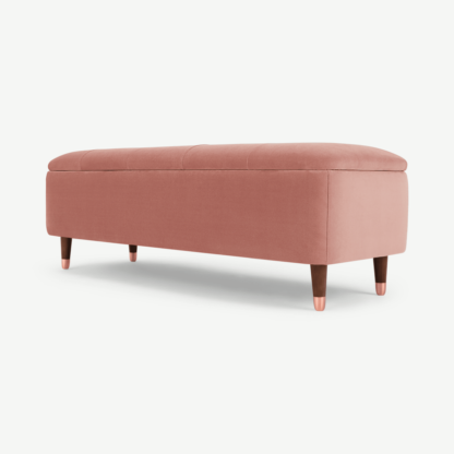 An Image of Margot Ottoman Storage Bench, Blush Pink Velvet