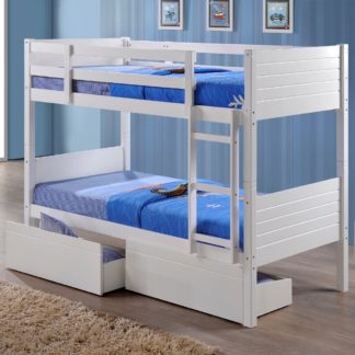 An Image of Bedford White Wooden 2 Drawer Storage Bunk Bed Frame - 3ft Single