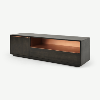 An Image of Anderson TV Stand, Mocha Mango Wood & Copper