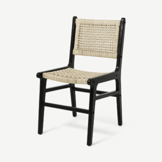 An Image of Modica Dining Chair, Rattan & Matte Black