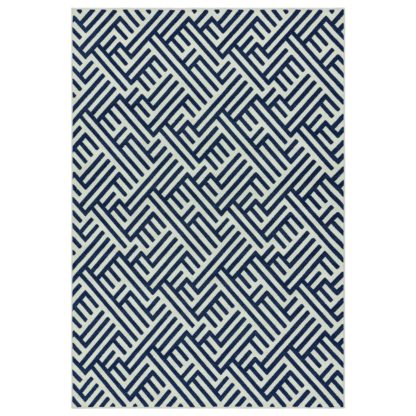 An Image of Asiatic Antibes Inside & Out Geometric Rug -160x230cm - Blue