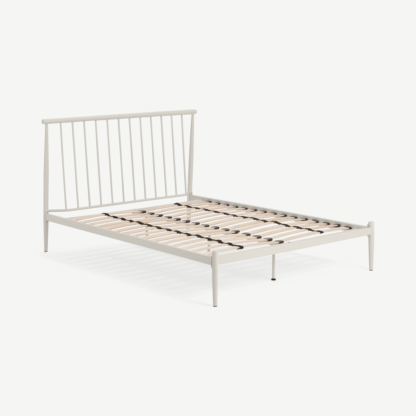 An Image of Penn King Size Bed, Warm Ecru Metal