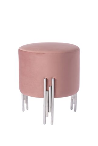 An Image of Rubell Stool Blush Pink Silver base