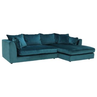 An Image of Harrington Small Right Hand Facing Chaise Sofa, Lumino Teal With Foam Interiors