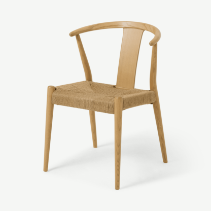 An Image of Abbon Woven Dining Chair, Oak Finish
