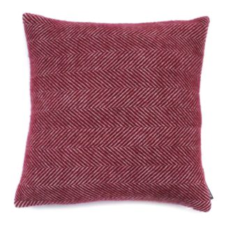 An Image of Country Living Wool Herringbone Cushion - 50x50cm - Cranberry