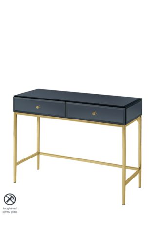 An Image of Stiletto Toughened Black Glass and Brass Console Table