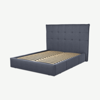 An Image of Lamas King Size Bed with Storage Drawers, Navy Wool