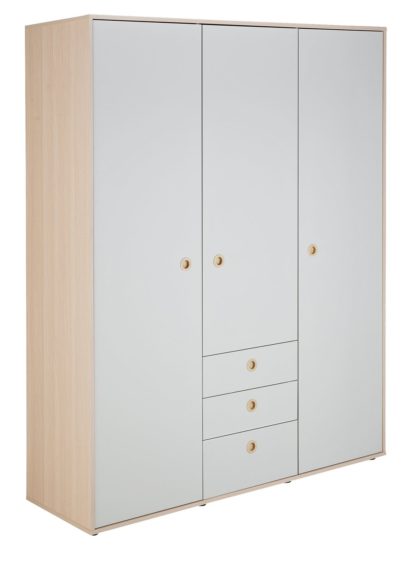 An Image of Argos Home Camden 3 Door 3 Drawer Wardrobe - Pink & Acacia