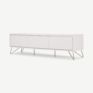 An Image of Elona Wide Media Unit, Ivory White & Brass