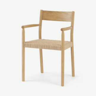 An Image of Rhye Woven Carver Dining Chair, Oak