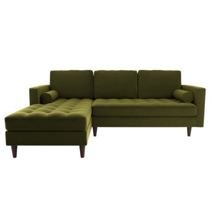 An Image of Zoe Velvet Left Hand Corner Sofa Honey (Yellow)