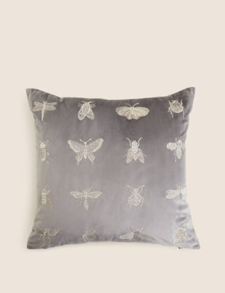 An Image of M&S Velvet Insect Embroidered Cushion