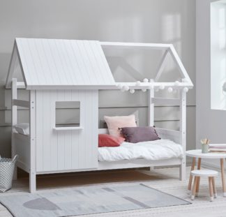 An Image of Nordic Hut White Wooden Treehouse Bed - EU Single