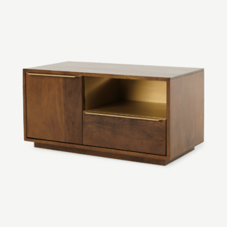 An Image of Anderson Compact TV Stand, Mango Wood & Brass