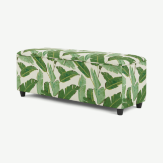 An Image of Burcot Upholstered Ottoman Storage Bench, Leaf Print