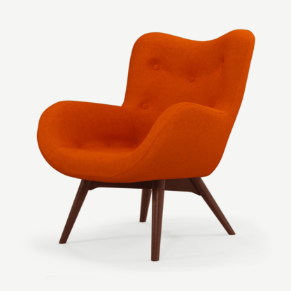 An Image of Doris Accent Armchair, Shetland Orange with Dark Wood Legs